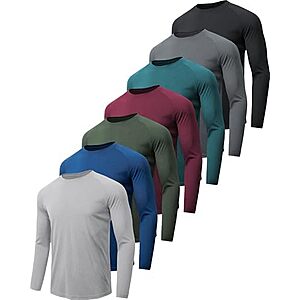 Prime] $29.99* | 7-pk MLYENX Men's Quick Dry Long Sleeve Workout T-Shirts at Amazon