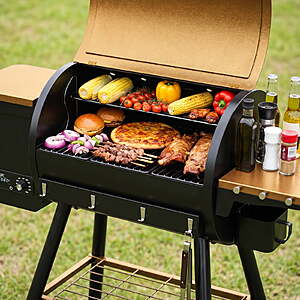 376.19ac FS WALMART by KingChii Wood Pellet Grill & Smoker,Electric Pellet Smoker Grill,595 sq.in.Cooking Capacity,13.2LB Hopper for Cooking Barbecue (Up to 500F