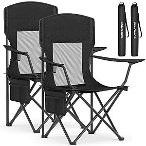 SONGMICS 2 Pack Breathable Camping Chairs,330 lb(Black/Blue) $33.56 + Free S&H w/ Prime or $35