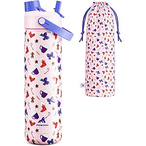 26-Oz Powcan Insulated Stainless Steel Water Botthe w/ 2-in-1 Straw Spout Lid (Sugar & Spice Holiday) $4.99 + Free Shipping w/ Prime or on $35