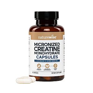 S&S]60 Capsules NatureWise Micronized Creatine Monohydrate Pills,2500mg Per Serving $9.40 + Free S&H w/ Prime or $35