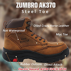 Men's Steel Toe Works Boots - Zumbro ak370 - Oiled Leather - 6" - Free Shipping $45.99
