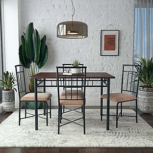 114 - Mainstays Louise Traditional 5-Piece Wood & Metal Dining Set,Deep Walnut
