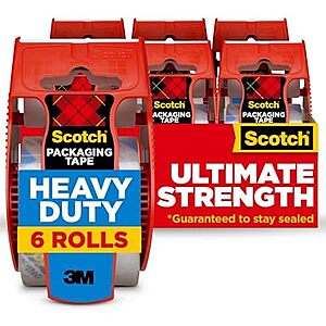 8.88* | 6-Pk 1.88" x 22.2yd Scotch Heavy Duty Shipping Packing Tape Dispensers at Amazon