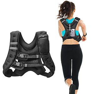 23.9:VEVOR 20 lbs Weighted Vest – Adjustable,Reflective Stripe,for Strength Training,Running,Jogging,Fitness,and Weight Loss at Amazon