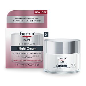Eucerin Q10 Anti-Wrinkle Night Cream + Pro-Retinol,Facial Cream for Sensitive Skin,1.7 Oz Jar $9.99