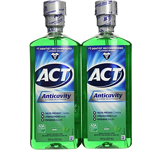 Act Anticavity Fluoride Mouthwash Mint 18 fl oz (Pack of 2
