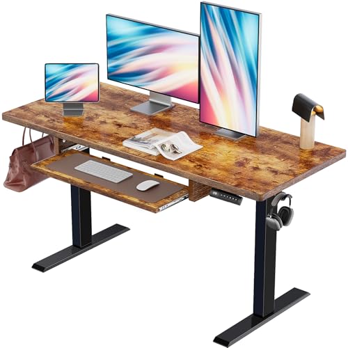 Marsail Electric Standing Desk...djustable Height,TZESD14Rustic