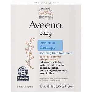 5-Count Aveeno Baby Eczema Therapy Soothing Bath Treatment w/ Colloidal Oatmeal $3.78 w/ S&S + Free Shipping w/ Prime or $35