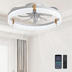 20" Modern Low‑Profile Ceiling Fans with Lights and Remote Control,White $32.39