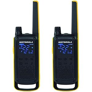 NEW] $49.99 | Motorola Solutions T470 Two-Way Radio Black W/Yellow Rechargeable Two Pack at Amazon