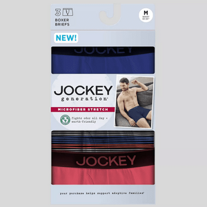 3-Pk Men's Jockey Generation Microfiber Stretch Boxer Briefs (Blue/Stripe/Red) $6 + Free S&H on $35
