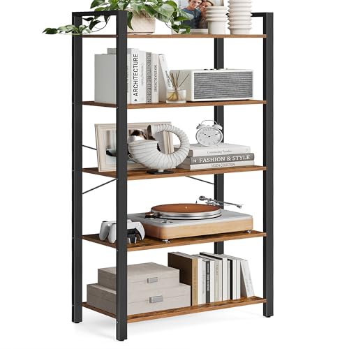 VASAGLE 5-Tier Bookshelf,Book...Brown and Ink Black ULLS061B01