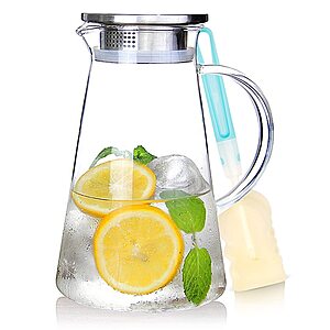 68-Oz/2L SUSTEAS Heat Resistant Clear Glass Pitcher w/ Lid & Handle $10.52 + Free Shipping w/ Prime or on $35