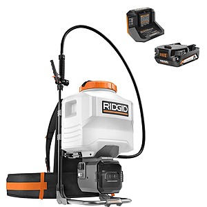 RIDGID 18-Volt Cordless Battery 4 Gallon Backpack Chemical Sprayer with 2.0 Battery and Charger,$189,FS,Home Depot
