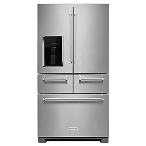 KitchenAid Standard-Depth 25.8-cu ft 5 -Door 36-in Wide with Ice Maker ( Stainless steel ) | KRMF706ESS $2196