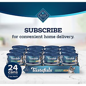14.25 or less S&S 35% Clip Q:Blue Buffalo Tastefuls Ocean Fish & Tuna Paté Wet Cat Food,3 oz,24 ct