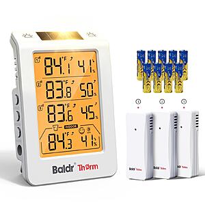 Prime:Baldr Wireless Indoor-Outdoor Thermometer with 3 Remote Sensors 4.8" LCD $19.99 + Free Shipping