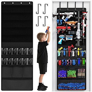 Mefirt Over the Door Storage for Nerf Guns,Toy Blasters Storage Organizer $14.99
