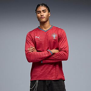 PUMA Portugal 2026 Home Long Sleeve Soccer Jersey Replica (Club Red/Green Lagoon) $23 + Free Shipping w/ Prime or on $35
