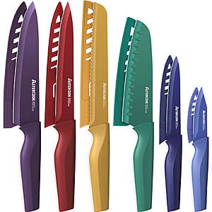 Astercook 6 Piece Color-Coded Kitchen Knife Set,Stainless Steel Chef Knives $14.99