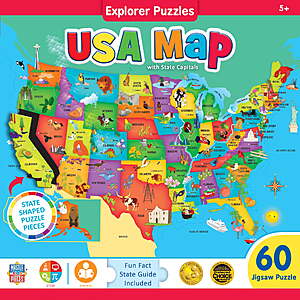 5.97 FS Walmart+ or Pick Up MasterPieces 60 Piece Jigsaw Puzzle For Kids - USA Map - 16.5"x12.75