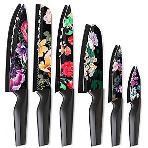 Astercook 6 Piece Flower Kitchen Knife Set,German High Carbon Stainless Steel Knives Sets with 6 Blade Guards Dishwasher Safe,Perfect Gifts for Kitchen $14.99