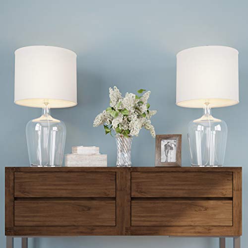 Lavish Home Glass Cloche Table...ear/Ivory,Set of 2,14” x 26