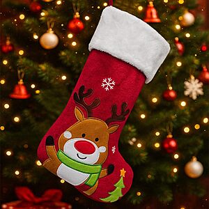 Reindeer Christmas Stockings Animal,20" Velvet Cute 3D Deer Penguin Polar Bear Moose Xmas Stocking for Kids Girls Boys Women $4.98