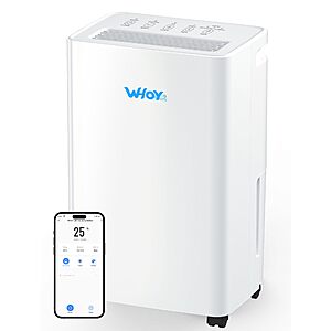 WHOY Dehumidifier,2500-3000 Sq Ft,30 Pints Max.Smart Compressor,Smart App-Controlled Humidity,With Drain Hose $54.99