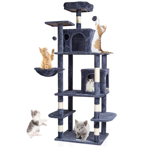 VEVOR Cat Tree for Indoor Cats...nter with Hang Ball,Dark Grey