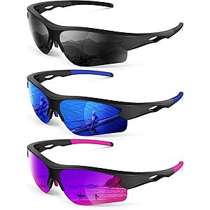 3-pk CIFOYA Men's or Women's Polarized Half Frame Sports Sunglasses $10