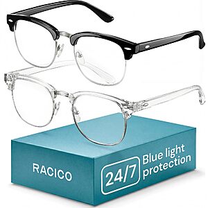 2-Pack - Blue Light Glasses for Men (Black & Clear) for $9.97.Shipping is free with Prime or on $35+ orders