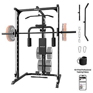 389.99:Mikolo Smith Machine Home Gym,Power Rack,Pec Deck,Lat Pulldown & Low Row Station at Walmart.com