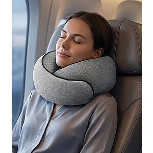 Chufa Memory Foam Neck Travel Pillow – Breathable Washable Cover,Eye Mask & Earplugs,Carry Bag (Grey) $7.99