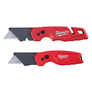 Milwaukee FASTBACK Folding Utility Knife and Compact Folding Utility Knife with Blade Storage and Gut Hook (2-Piece) $15.97