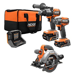 RIDGID 18V Brushless Cordless 2-Tool Combo Kit w/ (2) MAX OIUTPUT Batteries,Charger,Bag & Subcompact Brushless 6-1/2 in Circular Saw,$169,FS,Home Depot