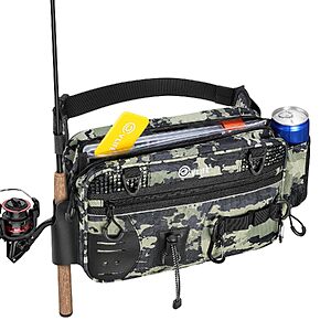CVLIFE Fishing Waterproof Tackle Bag Waist Pack with Rod Holder $25.89 AC