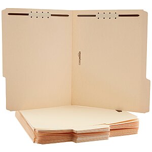 ymmv[AC,S&S]$13.82:Amazon Basics Manila File Folders with Fasteners,Letter Size,100-Pack at Amazon