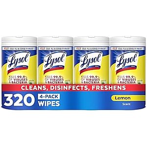 Select Accounts:4-Pk 80-Ct Lysol Disinfectant Wipes (Lemon & Lime Blossom) $9.75 w/ S&S