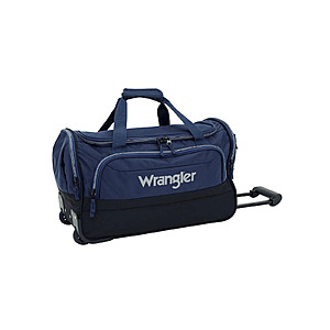 Wrangler 21" Deluxe High Density Polyester Rolling Duffel with Telescopic Handle,Navy + Free Shipping $21.16