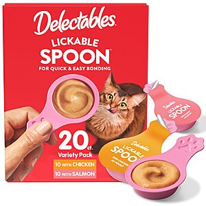 S&S,AC] $7.19:Delectables Lickable Spoon Handheld Wet Cat Treats,Variety Pack,0.35 Ounce (Pack of 20