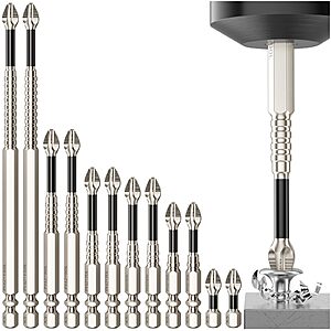 12-Piece HJKLIUT Magnetic Phillips Impact Driver Bit Set (25-150mm) $7.69 + Free Shipping w/ Prime or on $35