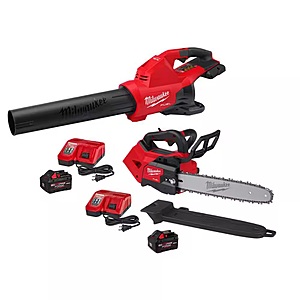 Milwaukee M18 FUEL Dual Battery 145 MPH 600 CFM 18V Brushless Cordless Blower w/ M18 14" Chainsaw Kit,M18 FORGE Starter Kit $599