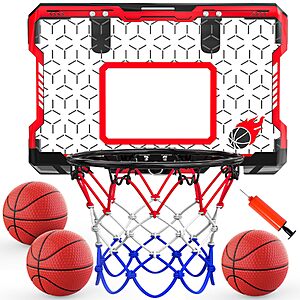 EagleStone Indoor Mini Basketball Hoop,Over The Door,3 Balls,Steel Rim $17.99