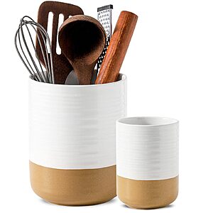 2-Pack 7.4"+5.5" HASENSE Ceramic Utensil Holder for Counter $14.49 + Free Shipping w/ Prime or on $35