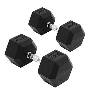 Sprint Demon Rubber Hex Dumbbell Pairs:50-lb $73.95,25-lb $37,10-lb $16.80 & More