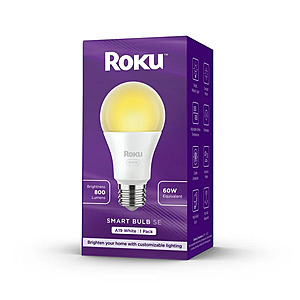 YMMV Roku Smart Home Smart Bulb LED 9.5 W Adjustable General Purpose Light Bulbs,Dimmable,Smart,Wi-Fi Compatible $2.5