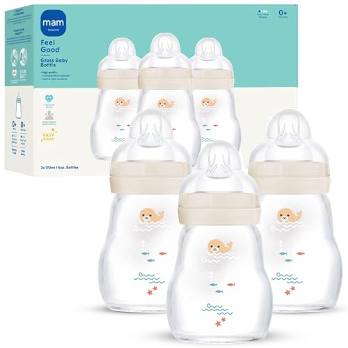 MAM 6oz Pure Glass Feel Good A...nths Baby Bottle,3 Pk,Unisex