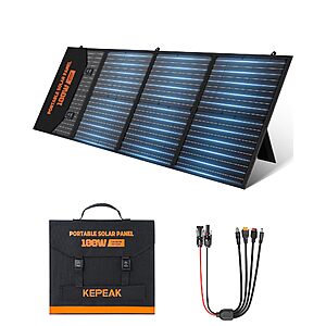 KEPEAK 100W Foldable Portable Solar Panel w/ QC3.0 & PD $59.99 + Free Shipping